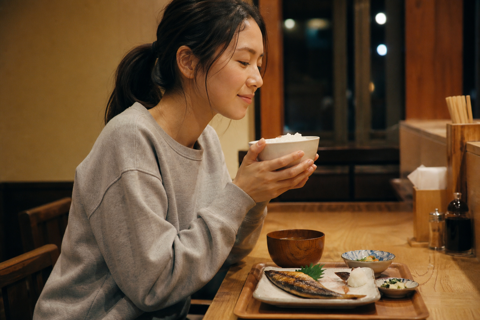PCMAXで知り合った28歳介護福祉士のまりなちゃんと夜の定食屋で